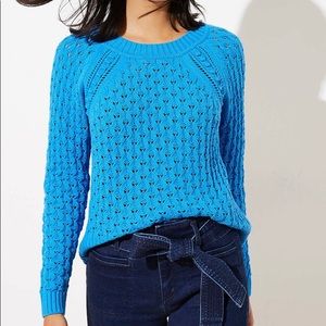 LOFT Blue Bobble Pointelle Sweater Size XLP NWOT